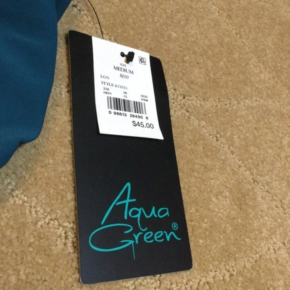 Aqua Green NWT High-Neck Ring Detail One-Piece Swimsuit, Medium 8/10 - Picture 4 of 10